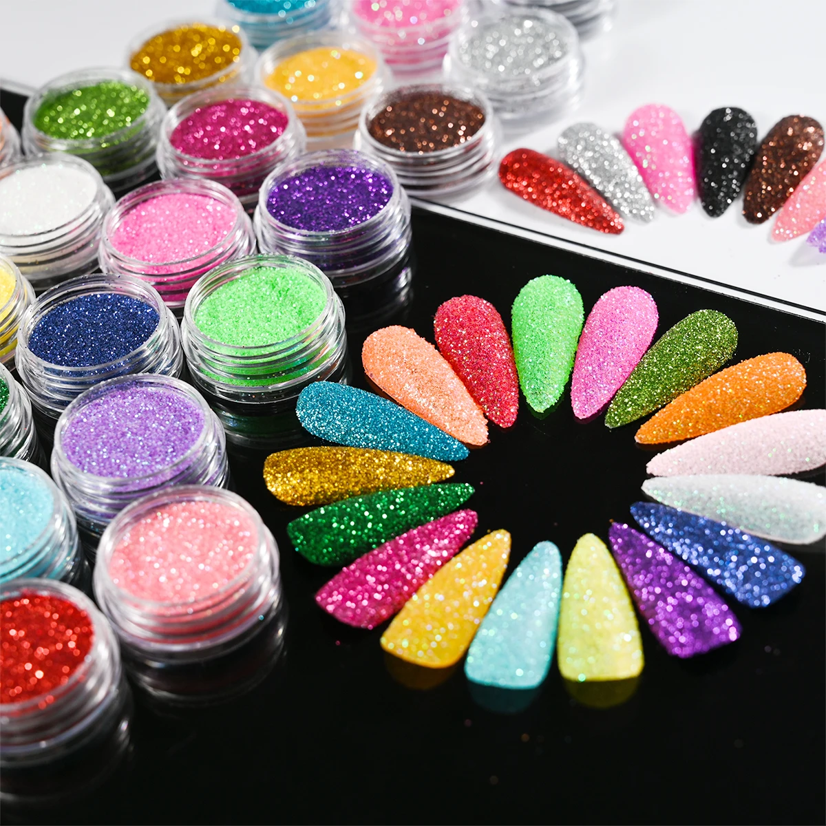 24 Potten Sprankelende Laser Glitter Suikerpoeder Set Kleurrijke Holografische Iriserende Glitter Nagelpoeder Sprankelende Pigmenten Manicure Stof