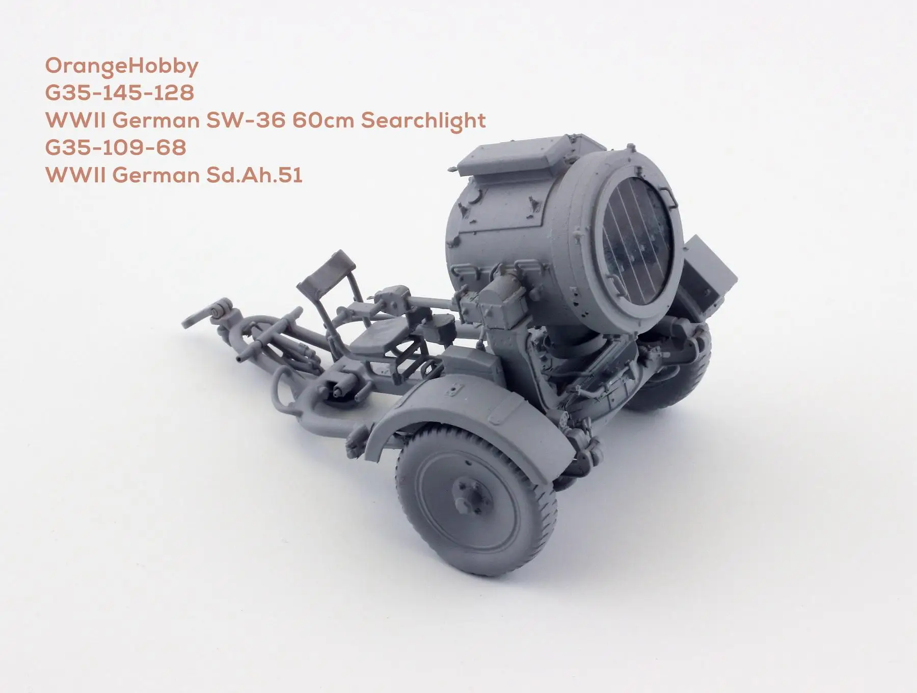 

Orange Hobby G35-145 & G35-109 1/35 WWII German SW-36 60cm Searchlight & WWII German Sd.Ah.51 3D Print Kits