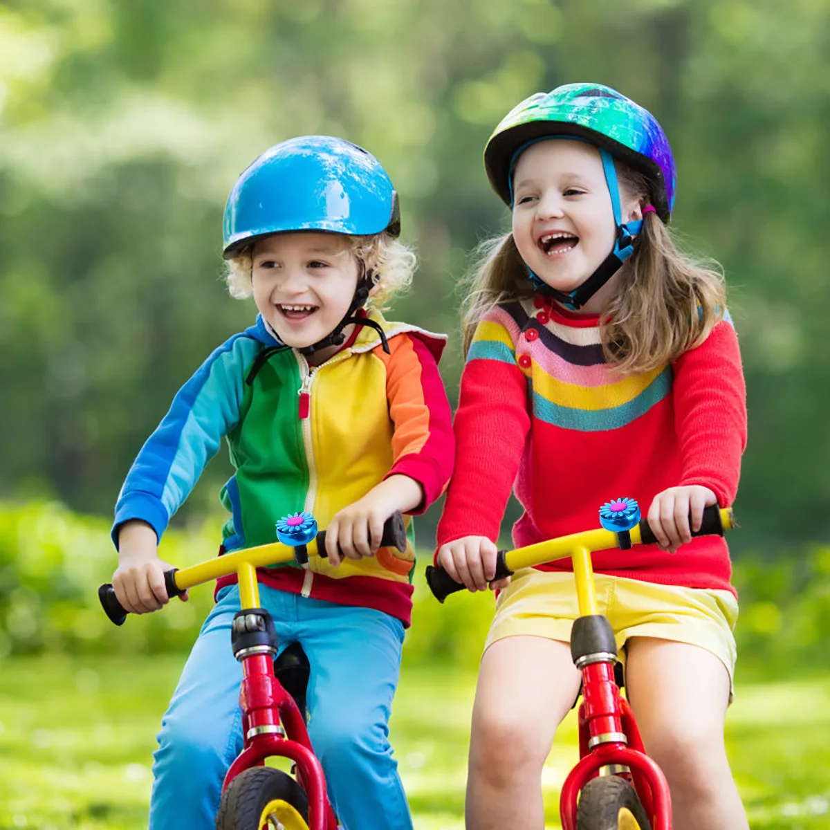 

Kids Bike Bell Sunflower Design Lightweight Easy Screw Attach for 22Cm Handlebar Cycling Bell Ring Blue Ringer Horn