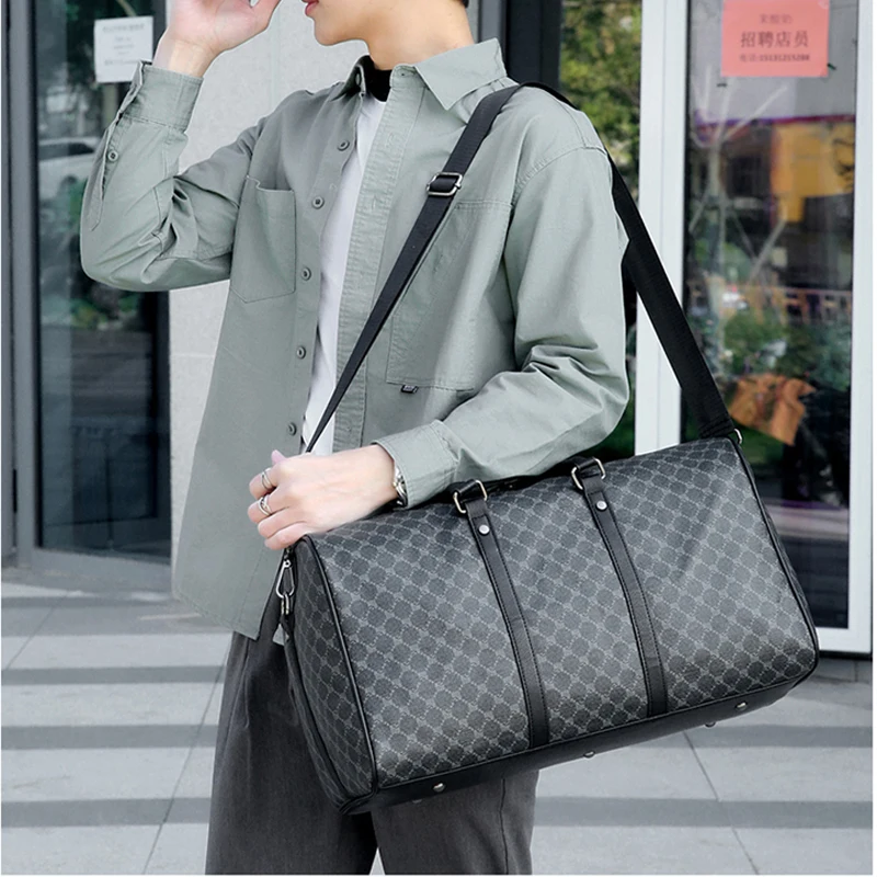 Designer luxury bag Large capacity checkered leather men\'s handbag travel bag bolsos de mujer large size luggage mochilas mujer