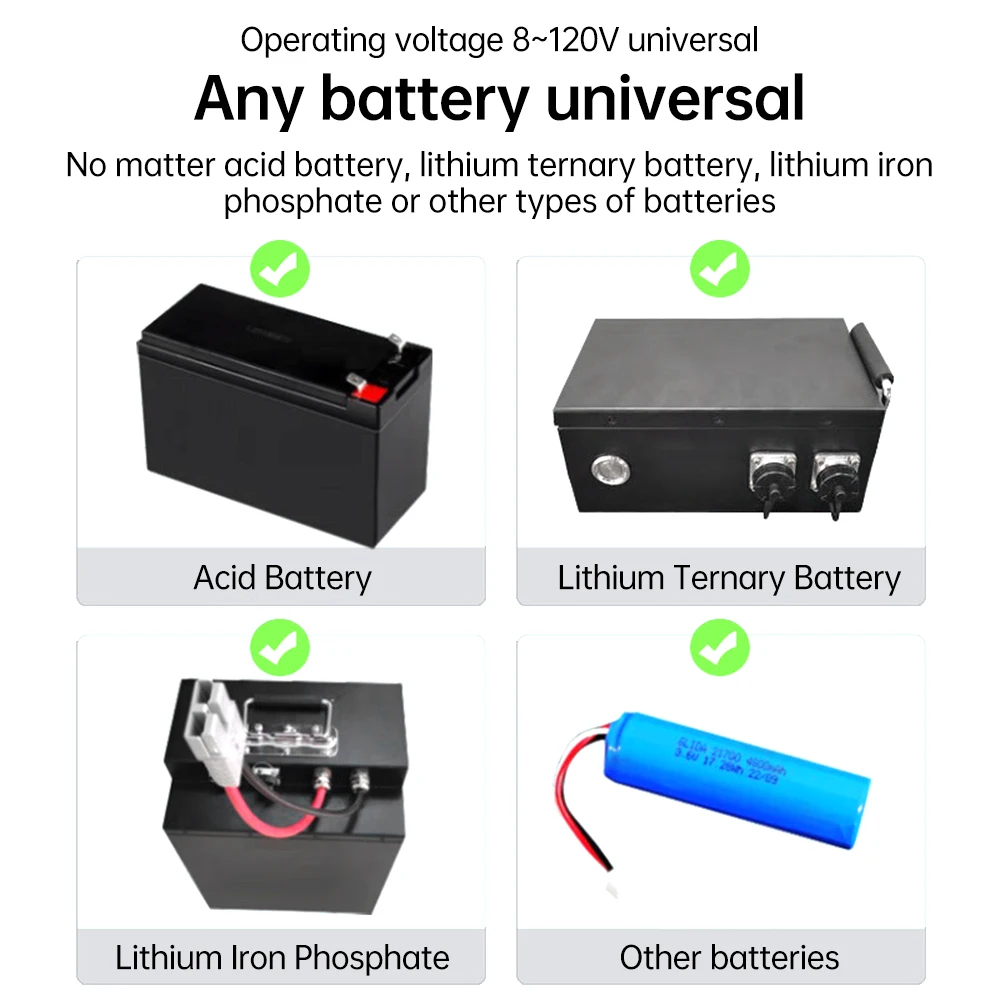 Misuratore di corrente di tensione digitale DC 8-120V 50A 100A misuratore Coulomb Tester di capacità della batteria indicatore della batteria con deviatore