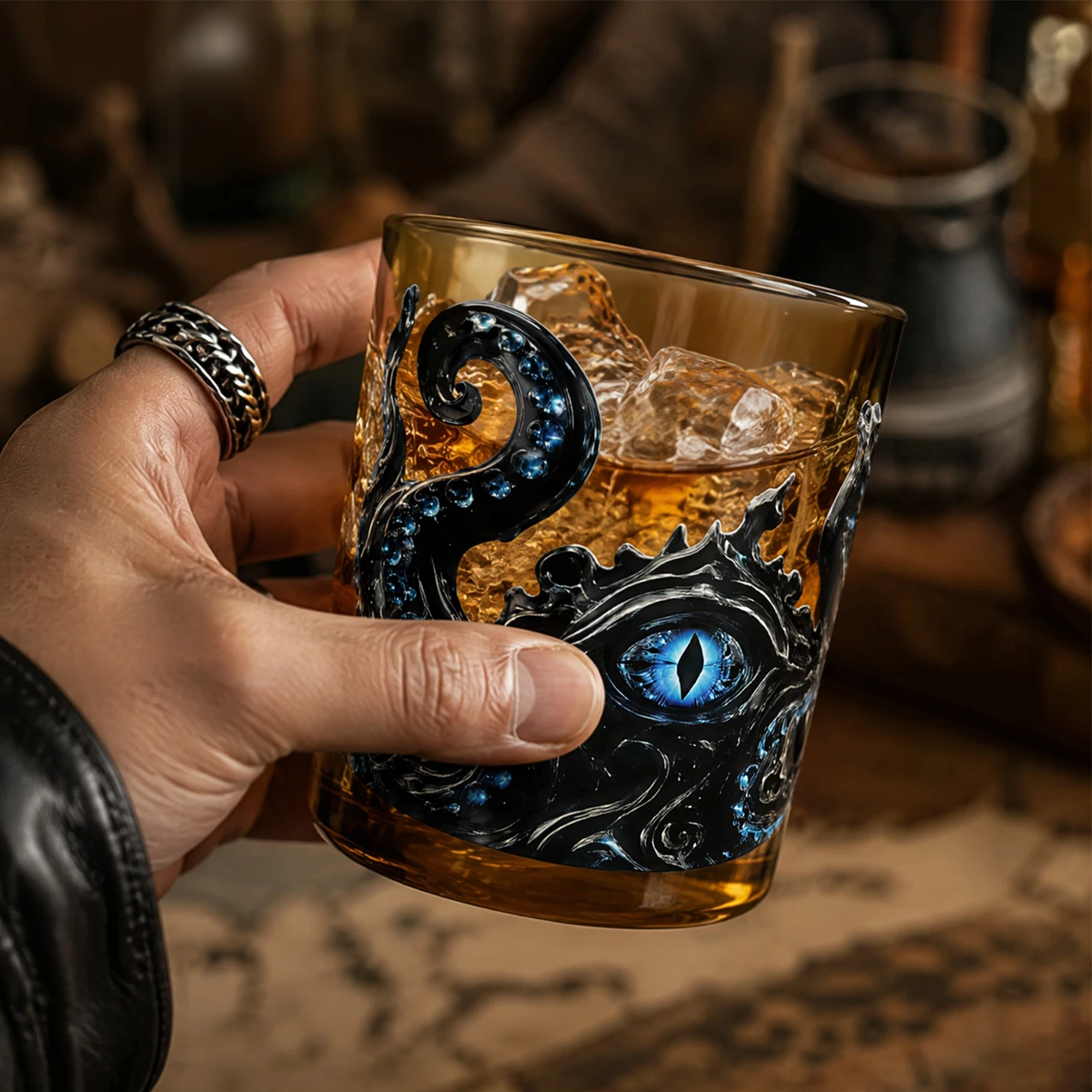 for Octopus Whiskey Glass with Heavy Base Sea Monster Whiskey Glass Pirate Themed Design for Drinking Enthusiasts