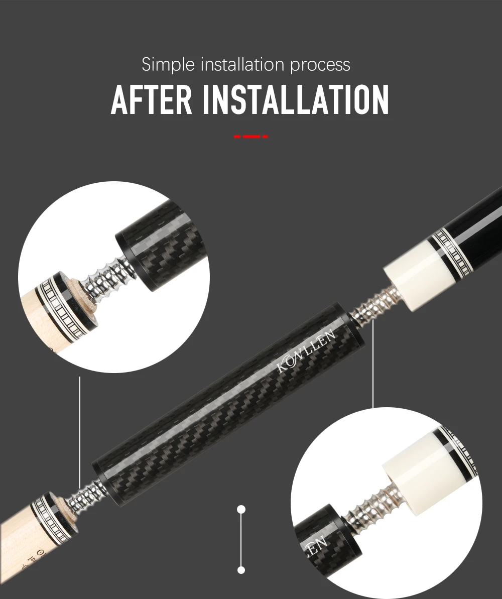 Silikon-Mittel verlängerung Carbon Pool Extender, Billard verlängerung werkzeug, Billard halter, profession elles Zubehör aus Aluminium legierung – Detail 4