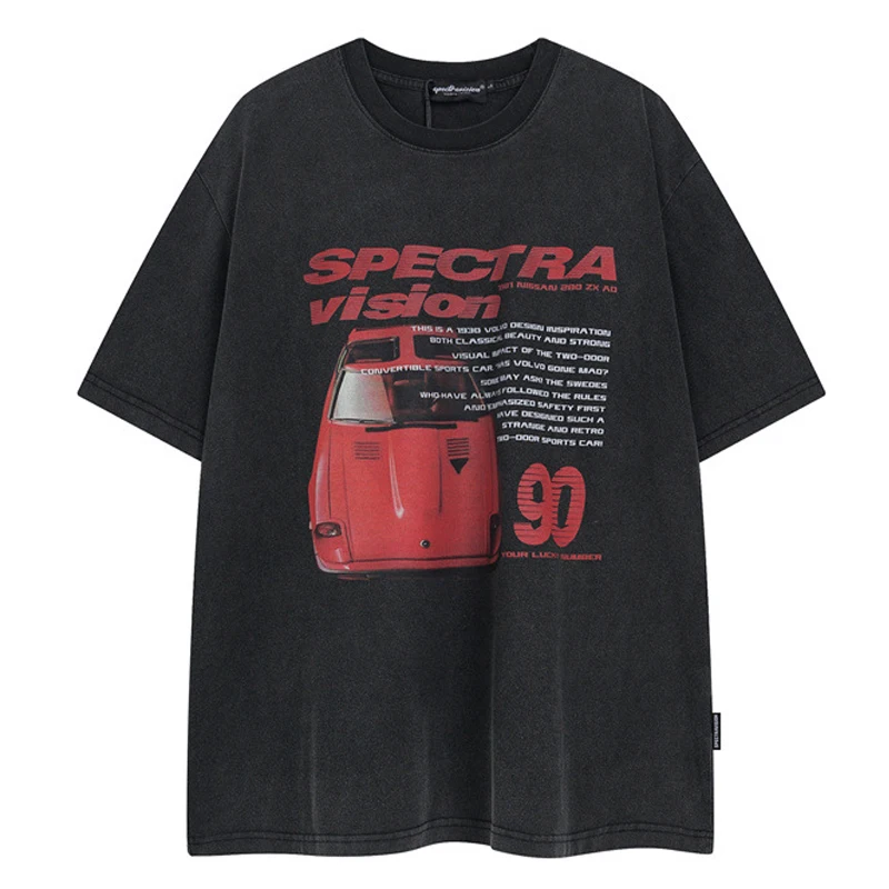 

2024 Men Hip Hop Streetwear Retro T Shirt Sports Car Print Tshirt Cotton T-Shirt Short Sleeve Racing Style Harajuku Tops Tee New