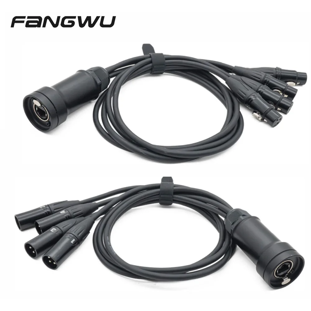 XLR Connector to CAT5/CAT6 Ethernet Cable Light Snake 4 Channel 3 Pin DMX512 Network Signal Extender