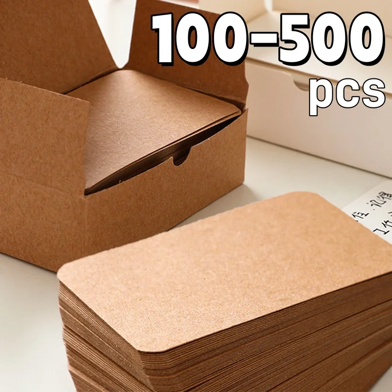 500/100 Uds. Tarjeta de papel Kraft Retro tarjeta de palabras de doble cara DIY postal regalo tarjeta de invitación de felicitación nota tarjeta de mensaje