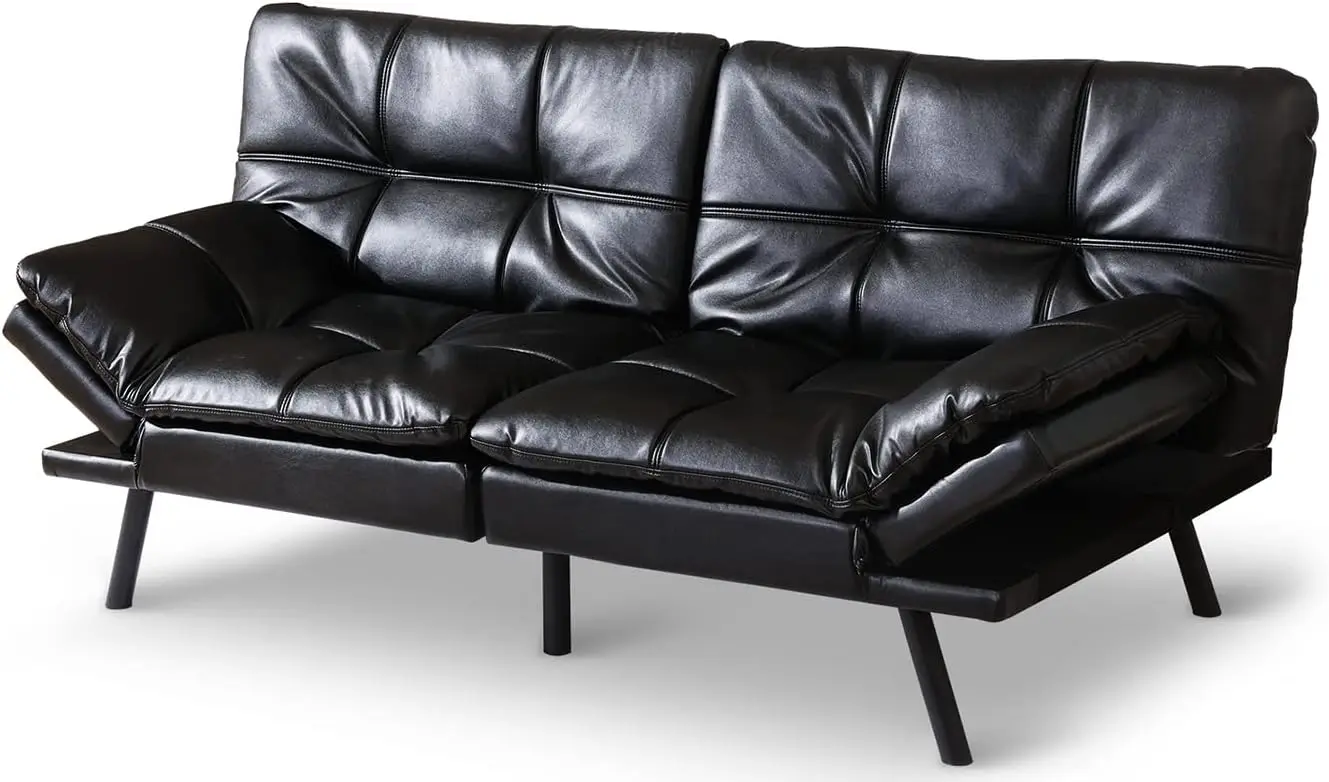 Opoiar Sf-Bk726 Sofabed, 71 X 33 X 31.5 Inches, Black Leather