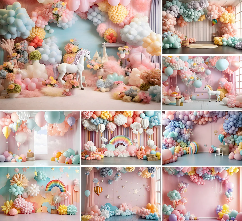 

Mehofond Photography Background Arch Rainbow Balloon Unicorn Kids Birthday Party Cake Smash Portrait Decor Backdrop Photo Studio