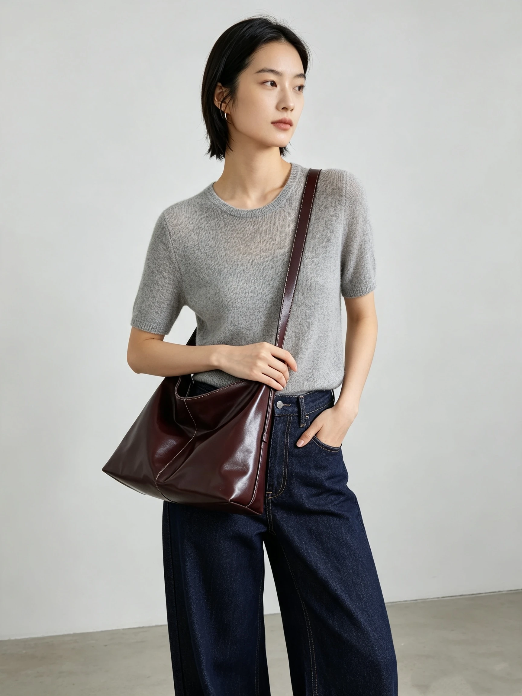 Top Grain Leather Tote Bag Waxed Leather Shoulder Underarm Bag Women's Large Capacity Crossbody Bag