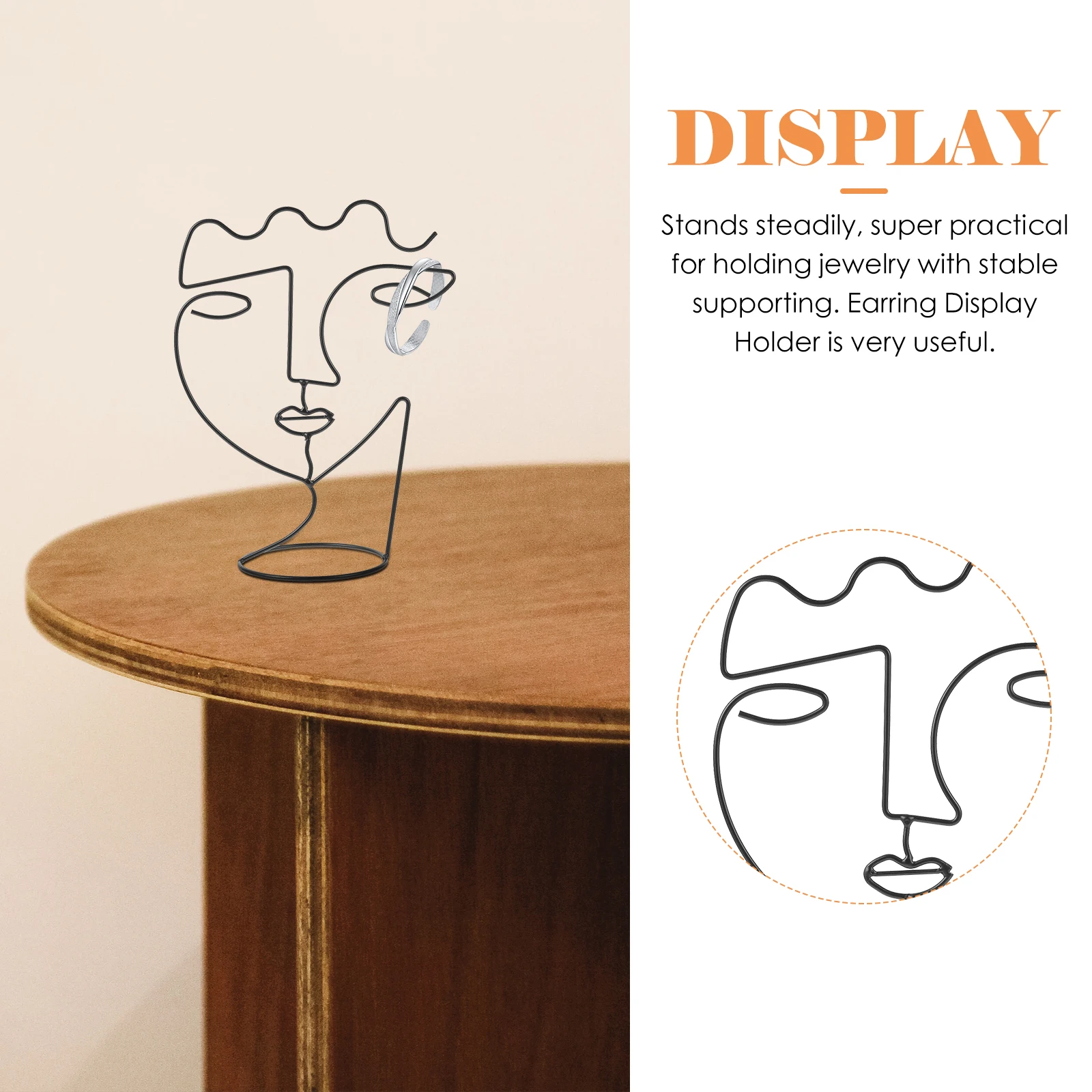 Nordic Abstract Iron Artist Face Desktop Metal Black Large Size Sieraden ganizer Rack Earring Display Home Storage Solution