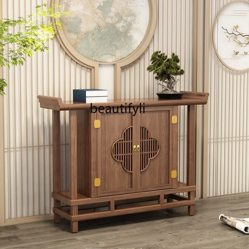 solid wood xuanguan table simple dining side cabinet entry shoe cabinet case  partition facing the door decorative strip table