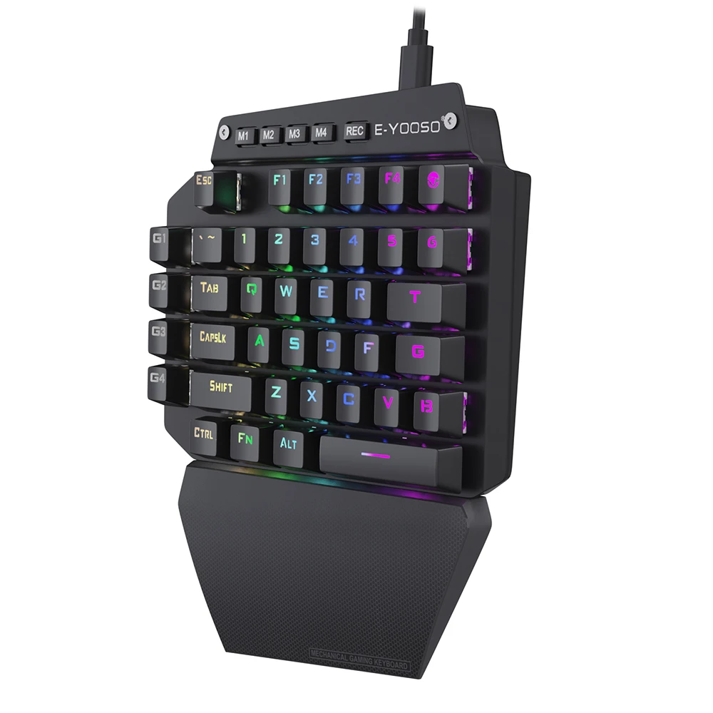 Teclado con cable USB para mano izquierda, accesorio mecánico de una sola mano para juegos, para móvil, tableta, portátil, PUBG, LOL, 44 teclas