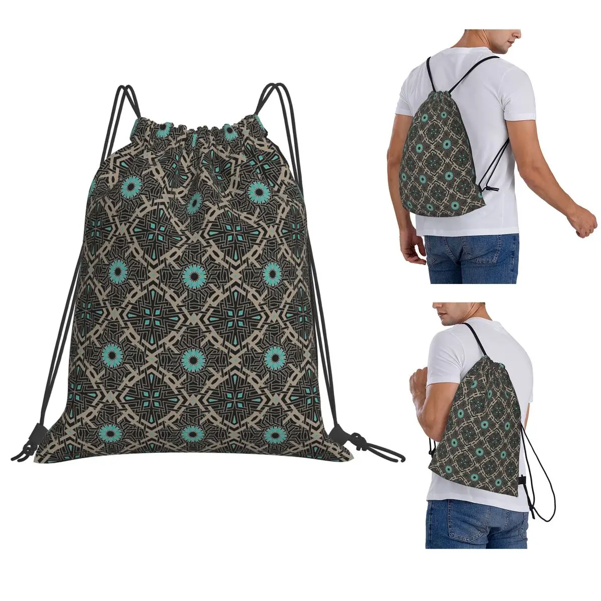 Turquoise Eyes, Innovative Islamic Backpacks Casual Drawstring Bundle Pocket Sports Bag Book Bags for Man Woman School