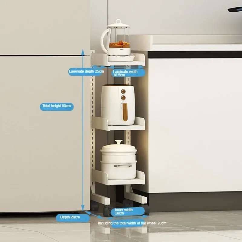 

Nordic Kitchen Storage Shelves, Simple Crevice Organizer, Floor Type 3-Layer, Fits Refrigerator Gap, Space-Saving Design