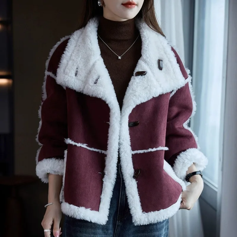 

Short Overcoat New Winter Style Warm and Thickened Faux Lambskin Coat Fur Integrated Outerwear Stylish and Versatile Fur Coat