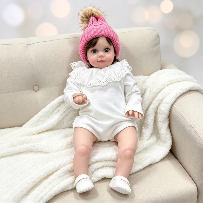 55cm Newborn Baby Soft Body Doll Maggi with 3D Skin Multiple Layers Painting with Visible Veins Soft Cotton Body Doll