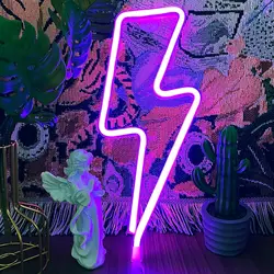 Lightning Bolt Neon Sign USB/Battery Operated LED Neon Light Sign for Room Bedroom Classroom Birthday Christmas Wall Decor Gift
