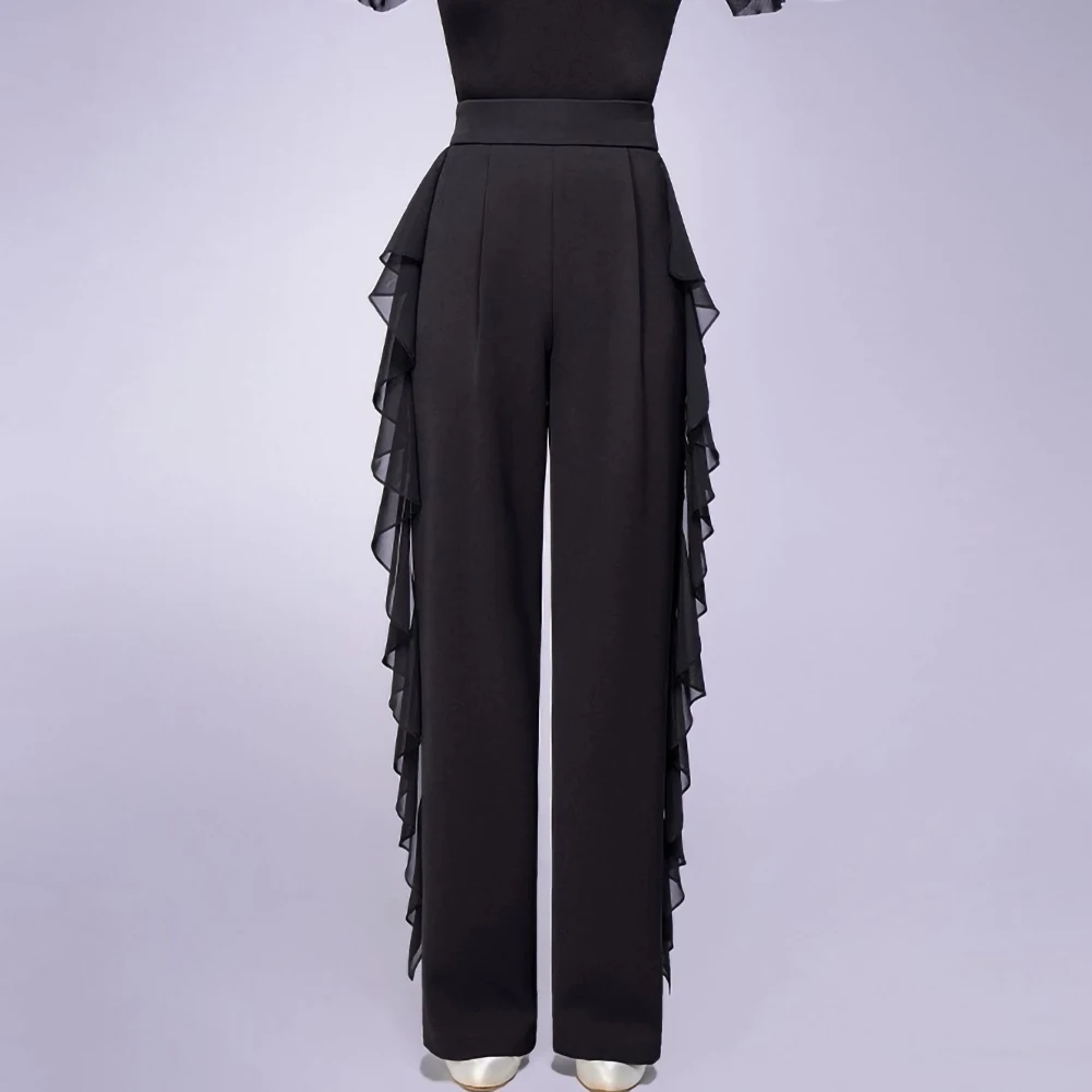 フローティングヤーン社交ダンスストレートレッグパンツ練習パンツブラック新標準競技ダンスパンツブルー社交ダンス