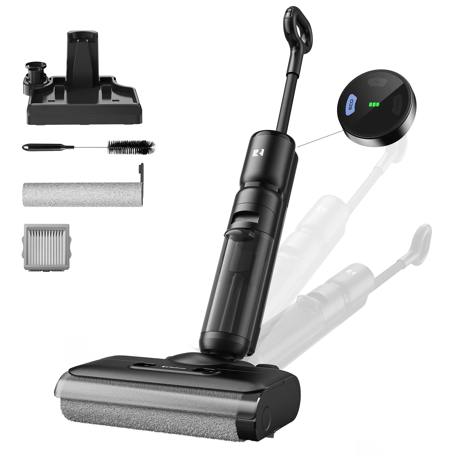 Redkey W13 SE Kabelloser Selbstreinigender Nass-Trocken-Staubsauger mit Wischfunktion, Flachliegend, Geräuscharm, Schnelles Aufladen, 20000 Pa, 75 Min. Laufzeit, Bodenreiniger für Zuhause