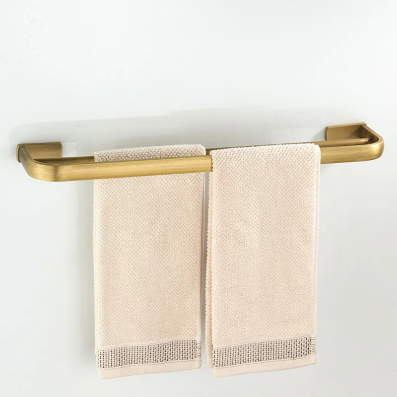 Double pole Towel Hanger Wall Mounted Towel Rack Bathroom Brass Gold Towel Bar Rail accessories Retro design Shelf