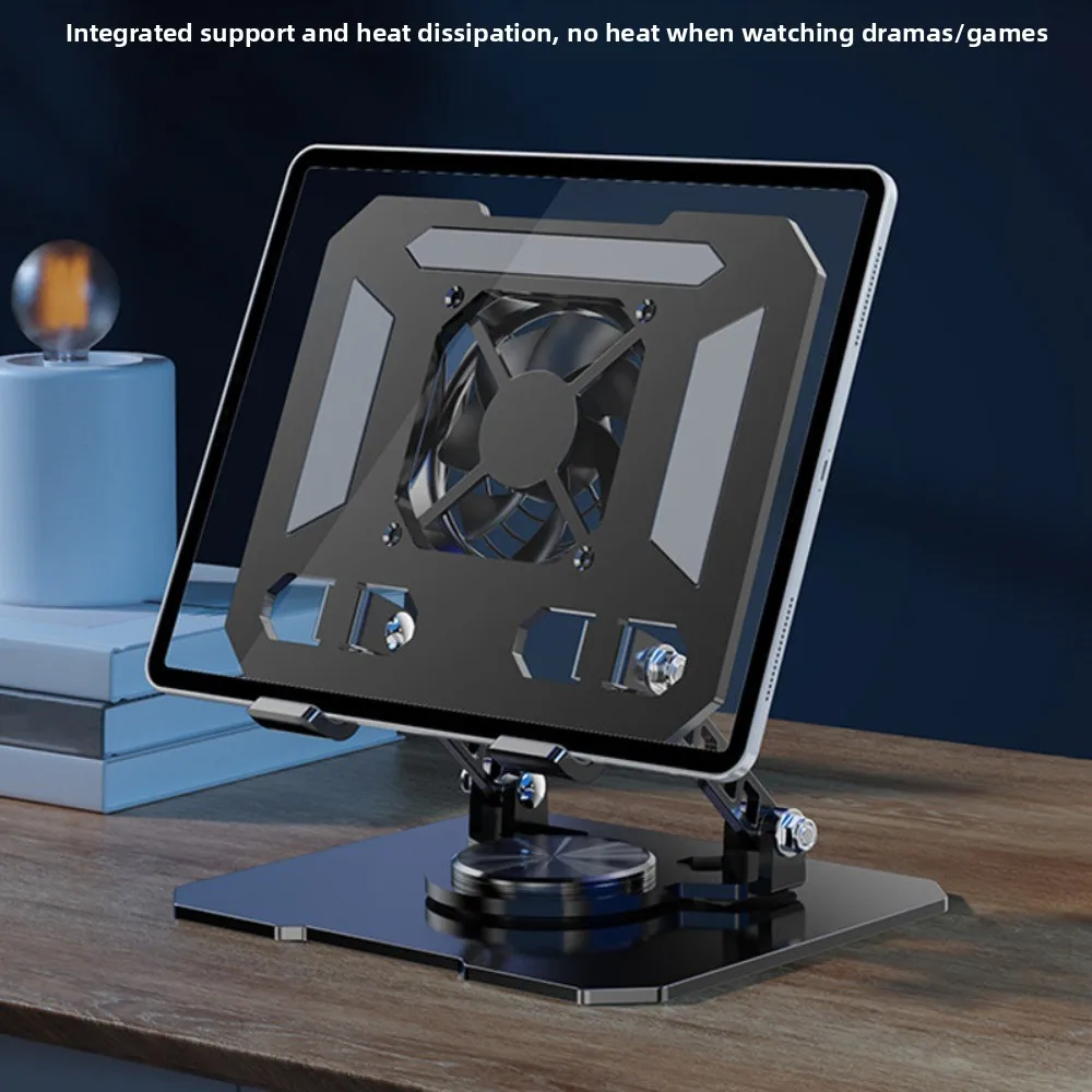 360 ° Rotatable Cooling Fan Tablet Bracket Adjustable Heat Dissipation Tablet Cooler Base Stand Foldable Portable