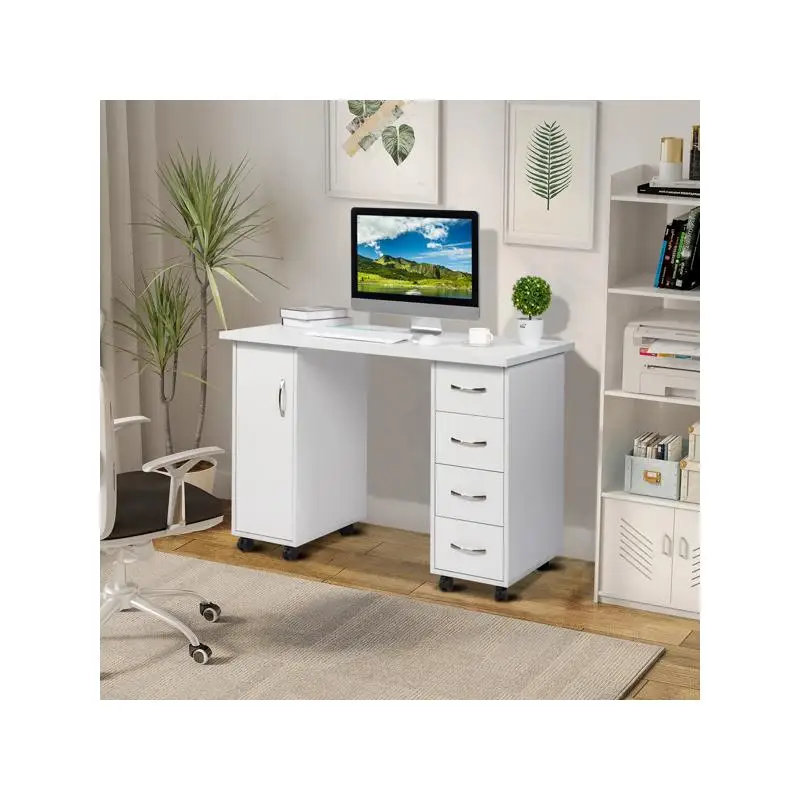 White Manicure Nail Table with Drawer for Home or Salon Use - Stylish & Functional Design for Nail Art & Beauty Treatment