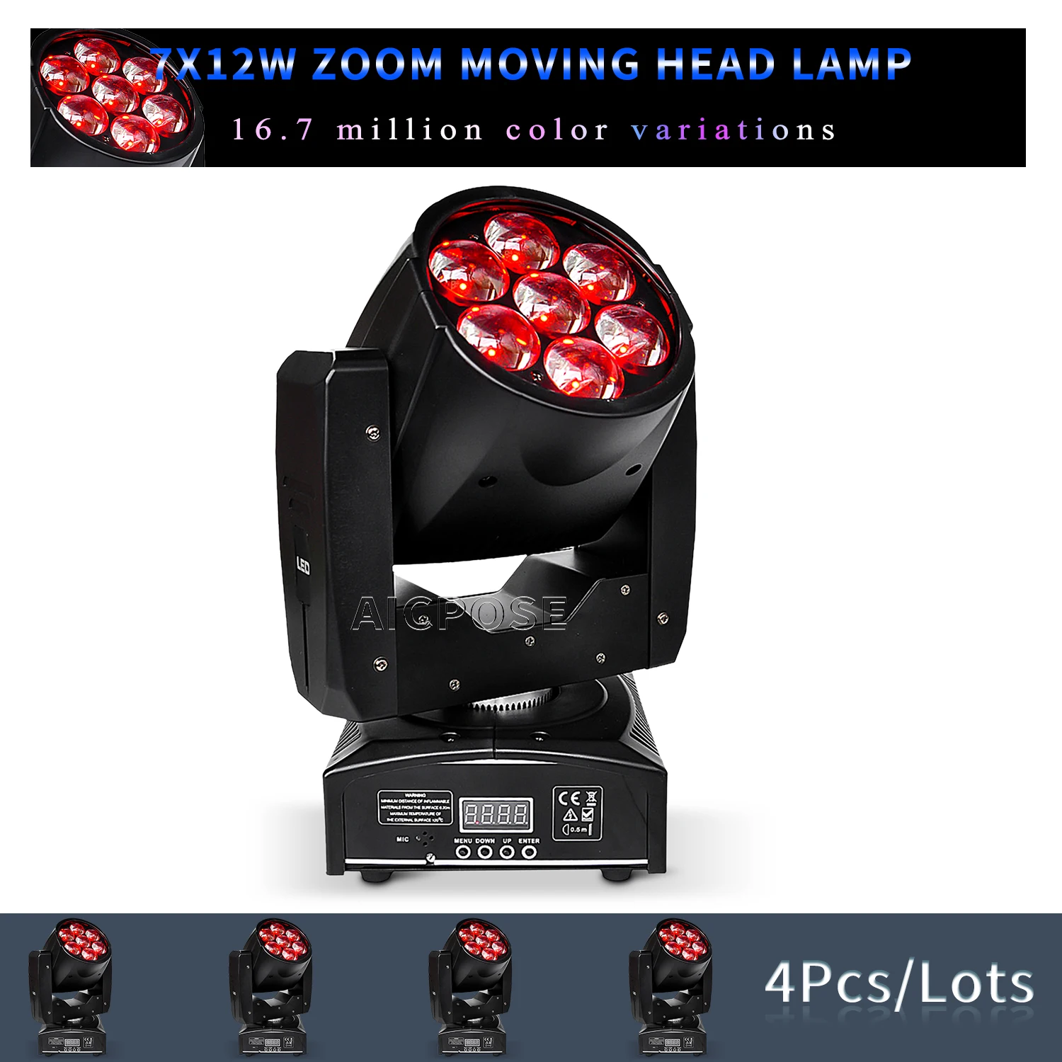 

4Pcs/Lots 7x12W LED Beam Moving Head Light RGBW 4 in 1 Zoom Stage Light for DJ Disco Music Party Club Dance Studio