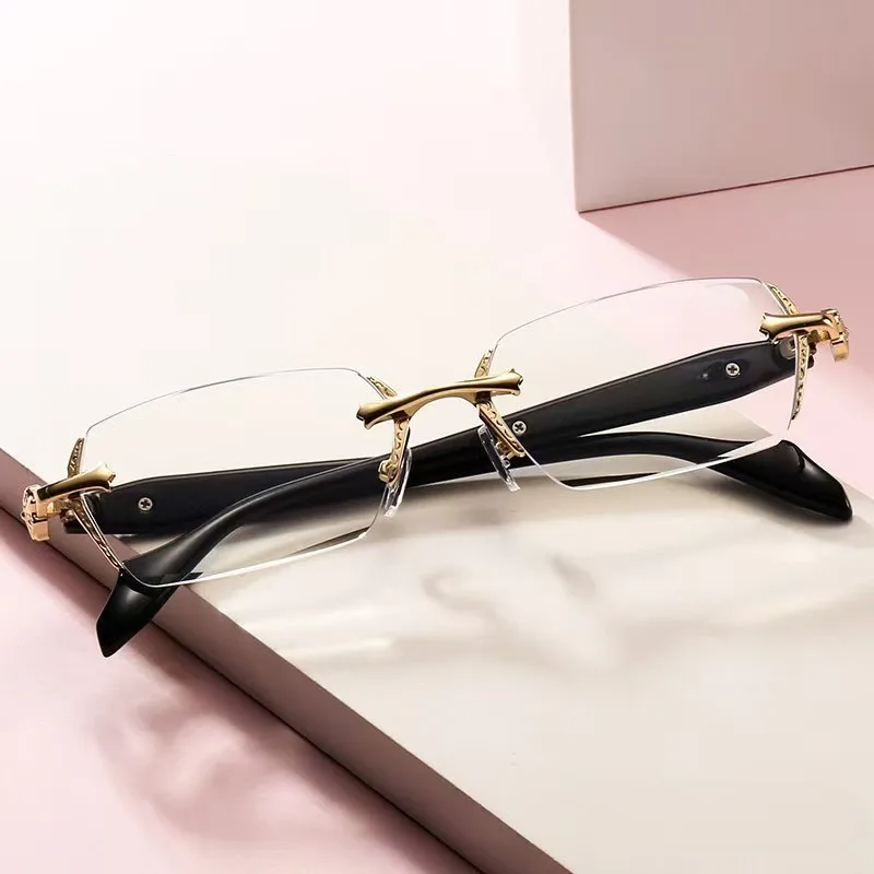 Rahmenlose Brille für Damen und Herren, Anti-Strahlung, photochrome Mode-Legierung, Übergangsbrille – Detail 1