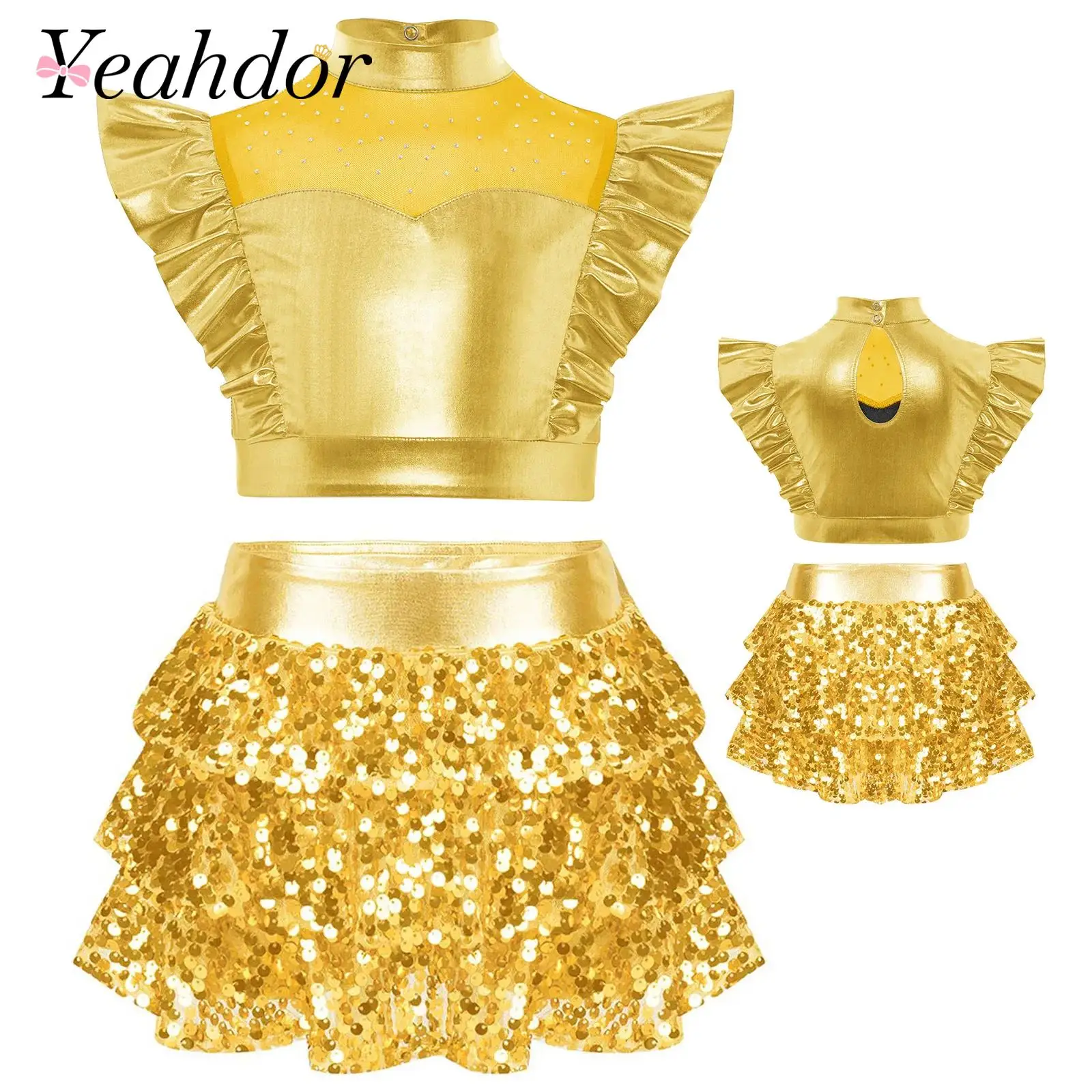 

Kids Hip Hop Clothes Sets Fashion Girls Streetwear Street Dancing Costumes Ballet Outfit Children Sequins Jazz Dance Costume