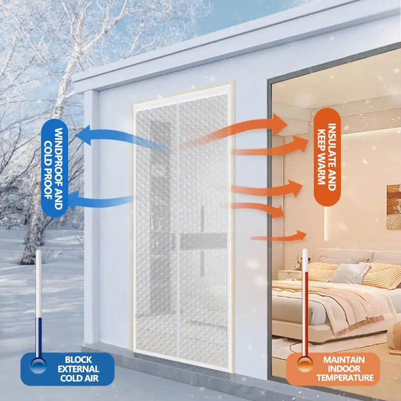 Winter anti cold bubble insulation curtain, bedroom, living room, leak proof air partition curtain, no need to drill holes