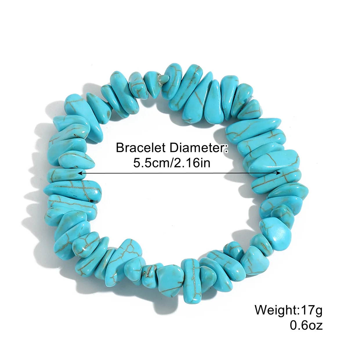 Various Shapes Blue Turquoise Bracelets Cube Cylindrical Beads Blue Natural Stone Bracelet For Men Women Elastic Cord Jewelry view 6