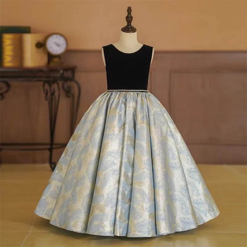 

Children's Fashion Floral Sleeveless Performance Dress for Daily Hosting And Piano Performances New Style