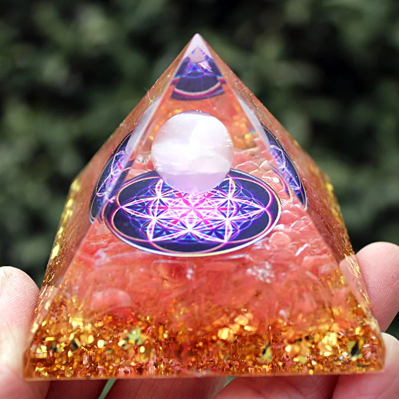 

Crystal Crushed Stone Pyramid Household Resin Drop Glue Copper Wire Handicraft Desktop Decoration