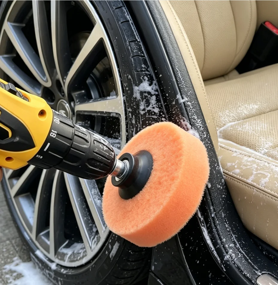 6Pcs Car Polishing Disc Sponge Pads Kit Auto Detailing Waxing Polish Machine Buffering Sponge Remove Scratches Wax Pads