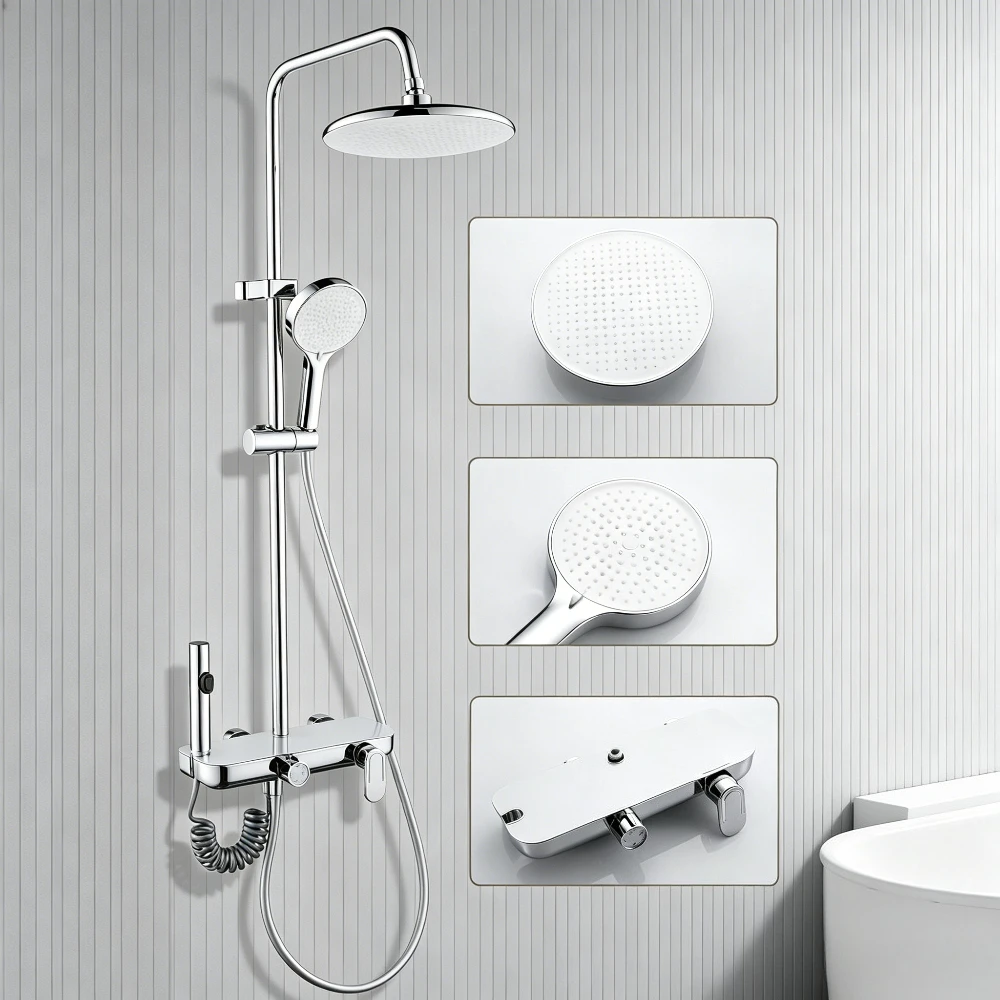

3-way/4-way Rainfall Bathroom Showers System Set Pressurized Bathroom Shower Faucet Set Shower Mixer Crane with Hand Shower Set