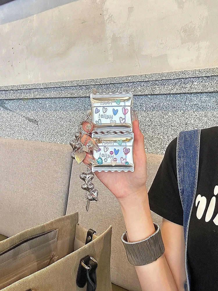 

Наклейка «Любовь», чехол для наушников Candy, защитный чехол для Airpods1/2/3/pro, беспроводные Bluetooth-наушники, мягкий чехол с браслетом