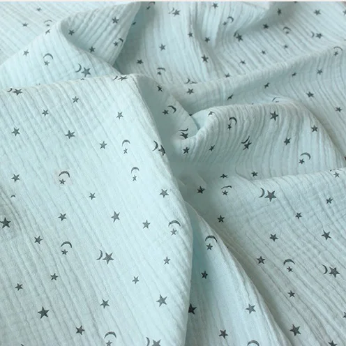 100*135cm five-pointed star Printed Cotton Crepe Fabric Cotton Double Gauze Fabric DIY Sewing Textile Pajamas Cloth Material