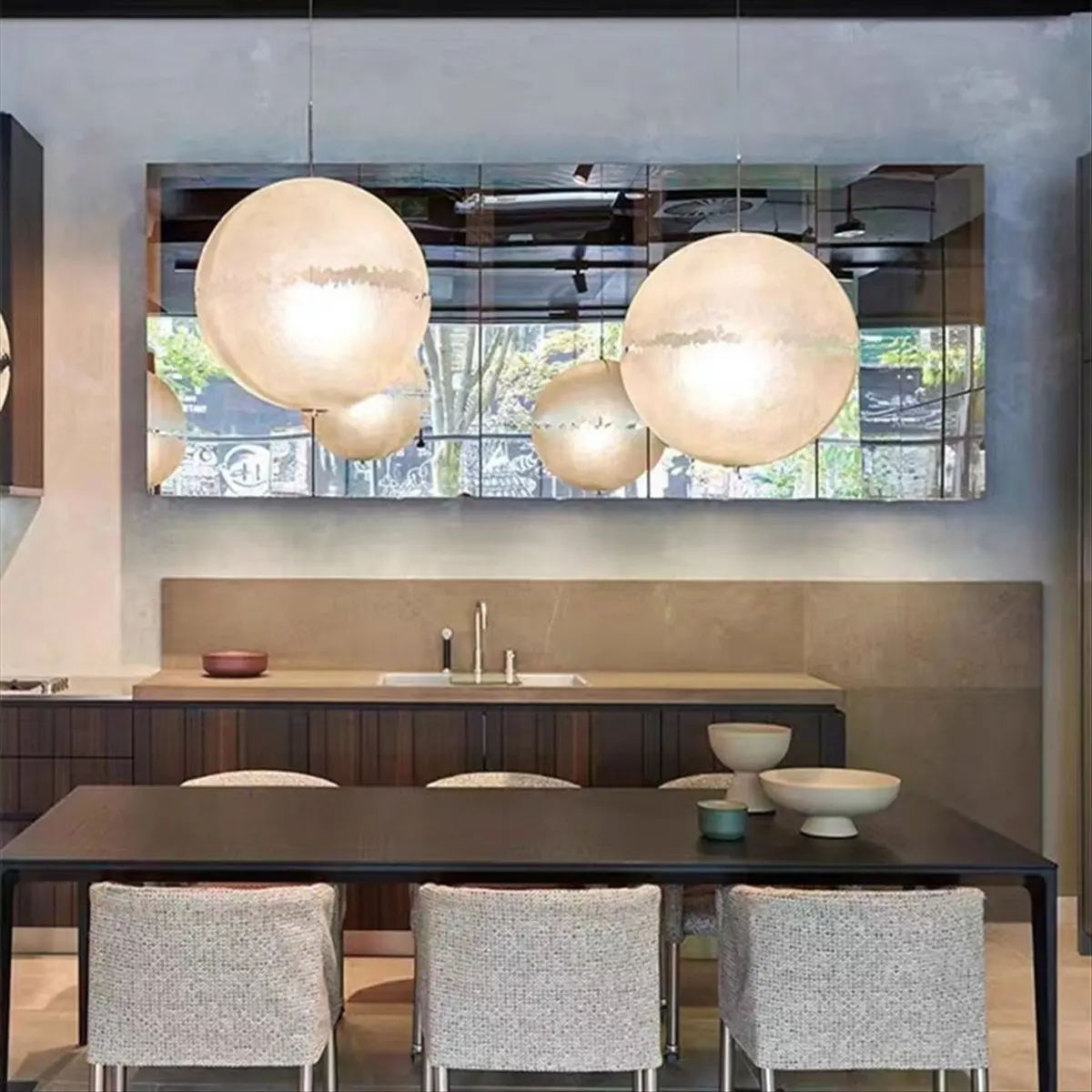 AA19 Moon Pendant Light Italy R Globe Light Living Dining Room Deco Space Bedroom Decor Hanging White Lamp