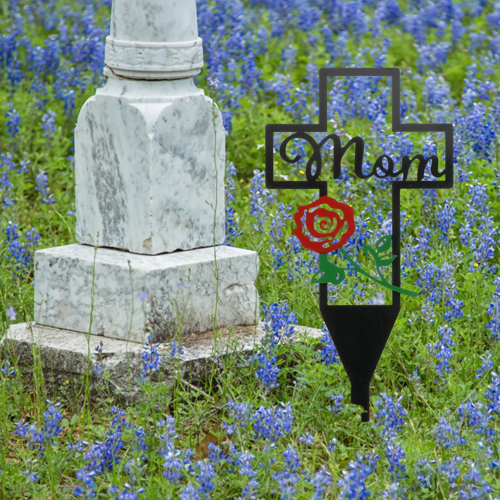

Roses Memorial Garden Stake Iron Grave Decor Dad Ornament Cemetery Site Decoration Ground Sculpture Pet Stones Yard Art