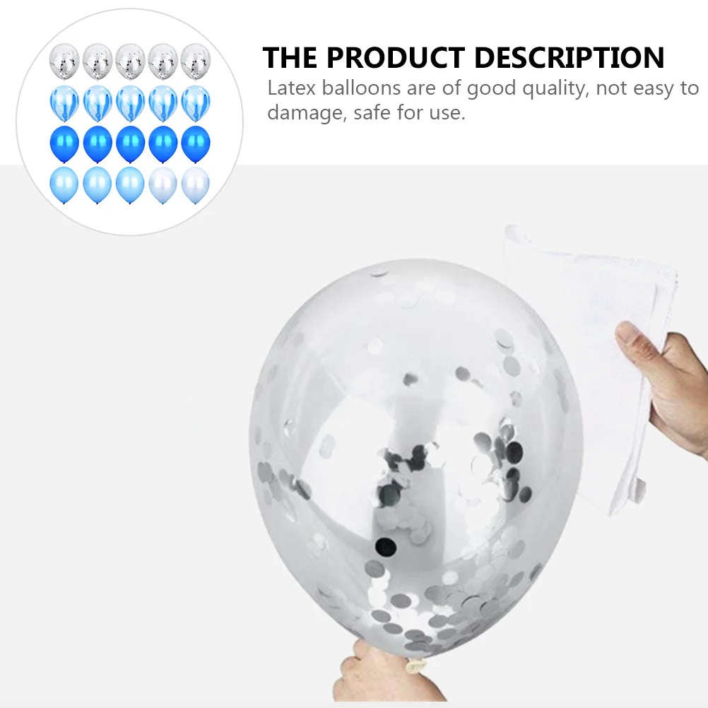 

20pcs Blue Latex Balloon Set 12 Inch Sequin Confetti Balloons Party Decorations Wedding Birthday Supplies Helium Filled Safe