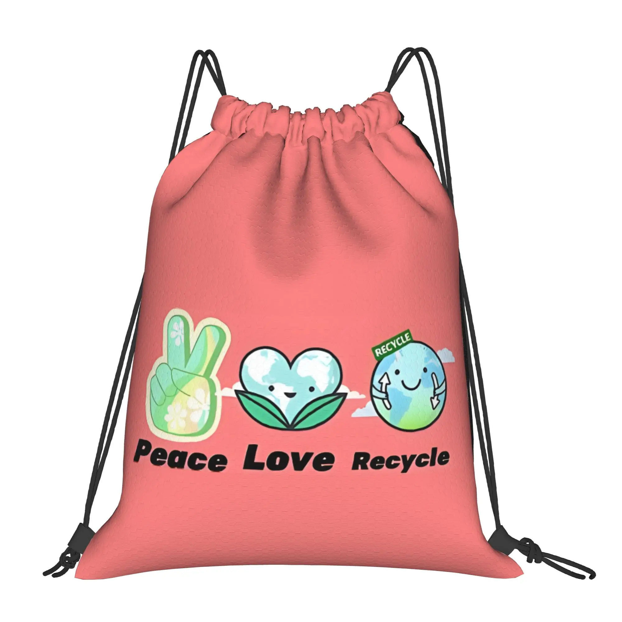 Earth Day Happy Earth Day  Portable Shopping Drawstring Backpack Riding Backpack Gym Shoes Drawstring Bags