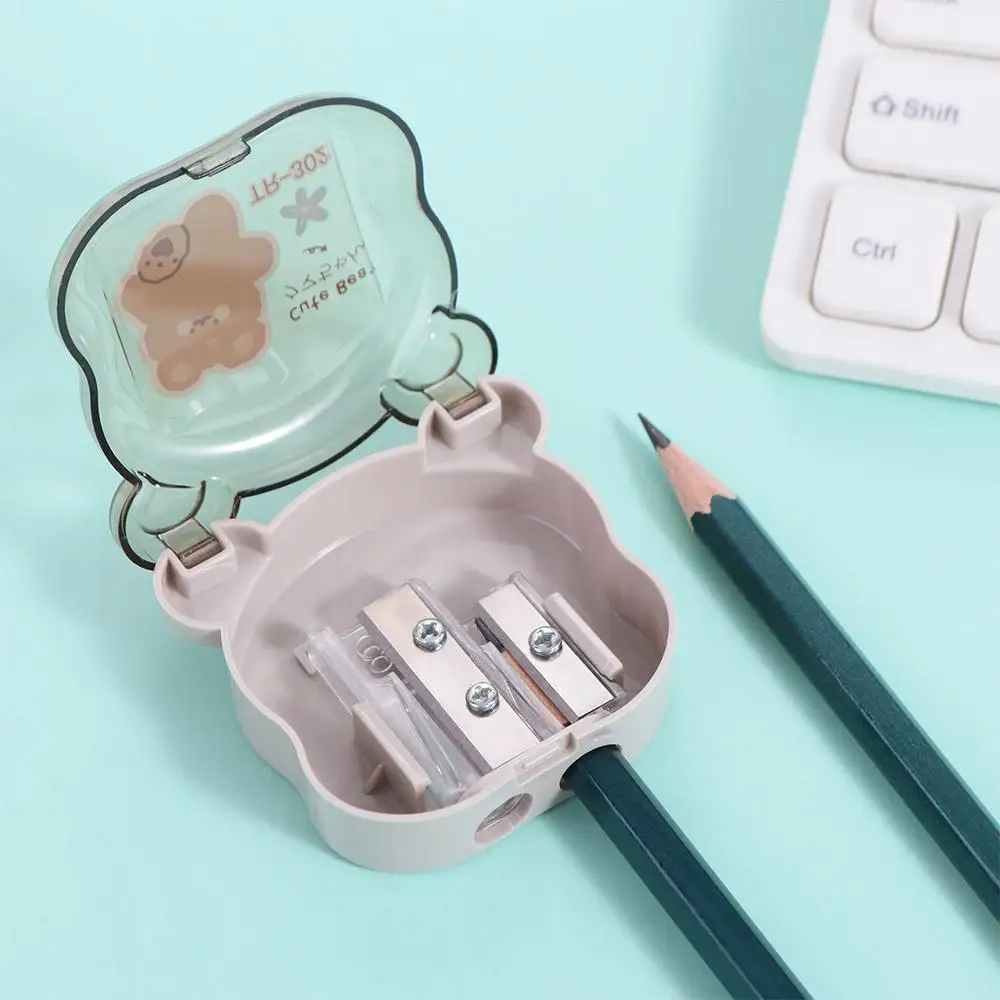 

Portable 2 Holes Little Bear Pencil Sharpener Cartoon Kawaii Double Hole Pencil Cutter Anime Cute Pencil Cutting Tools Student