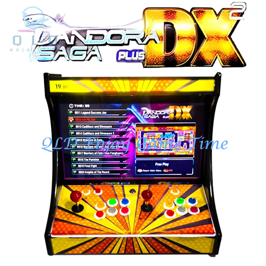 19 Inch LCD Bartop, 2 Players Mini Arcade Video Game Machine, Built-in SAGA PANDORA DX 26800 in 1, Coin Acceptor Joystick Button