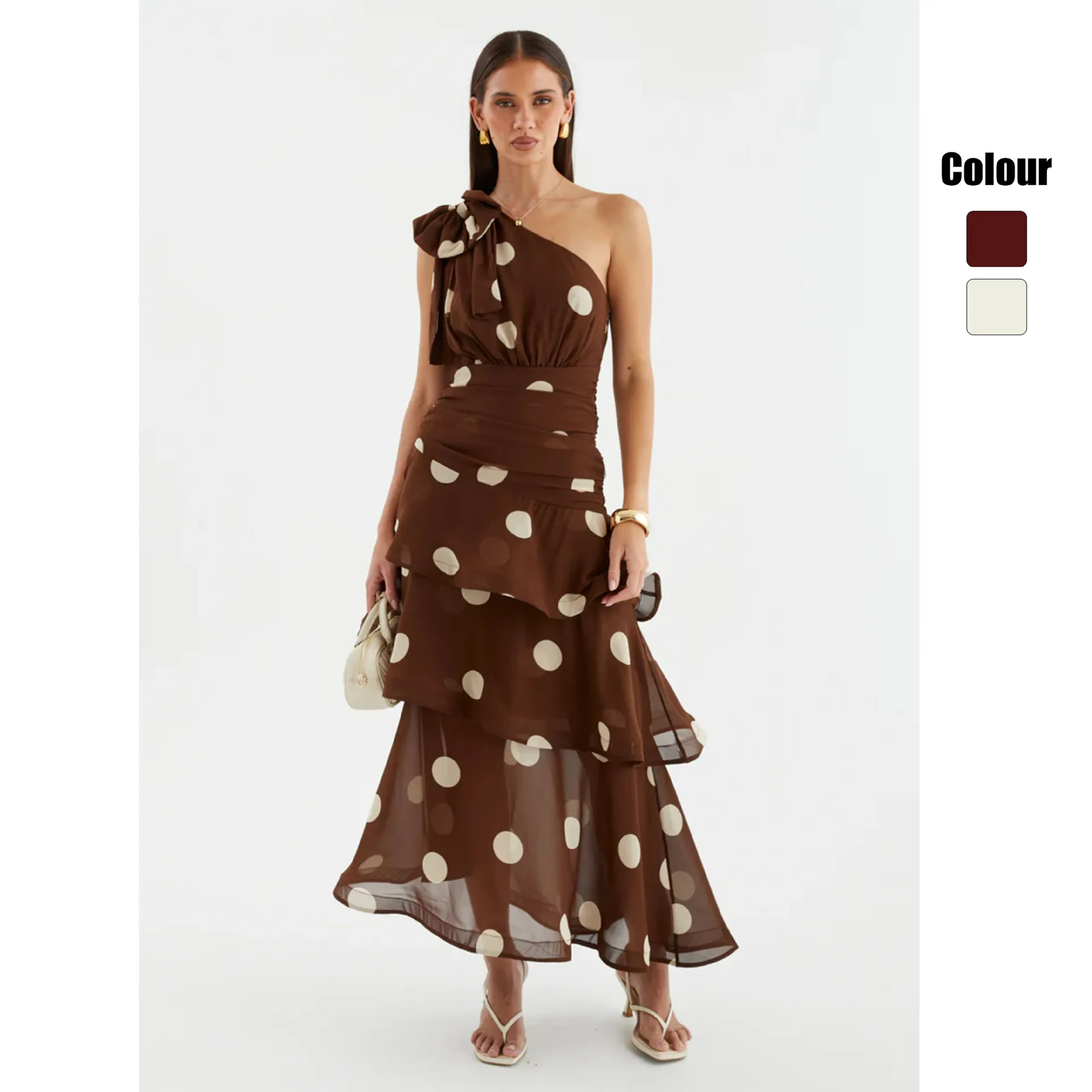 

Spring/Summer 26 Shoulder Strap Halter Printed Polka Dot Cake Dress