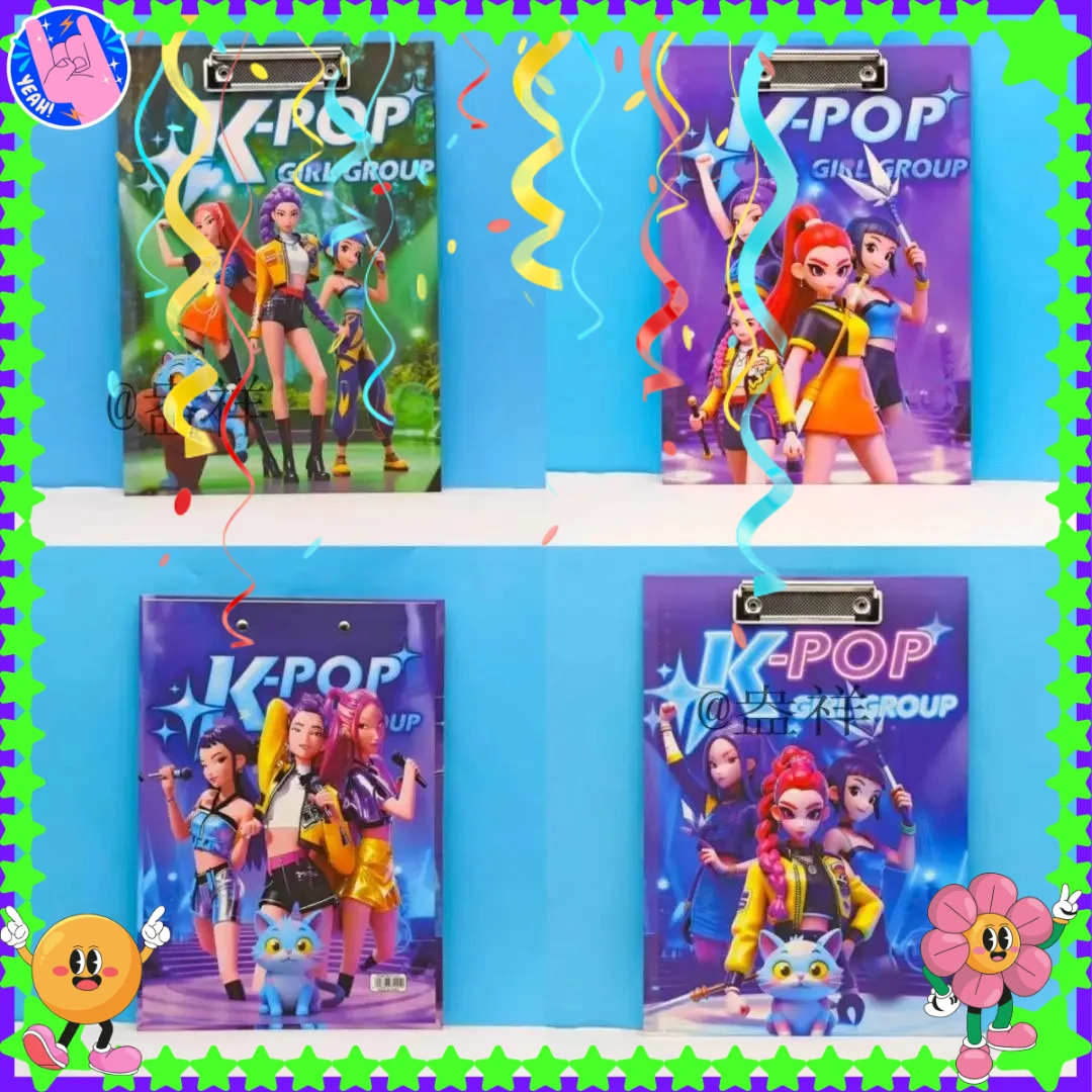 Kpop Demon Hunters Рождественский буфер обмена формата А4, милая доска для письма в стиле аниме, экзаменный блокнот, кавайные школьные принадлежности, держатель для файлов для студентов