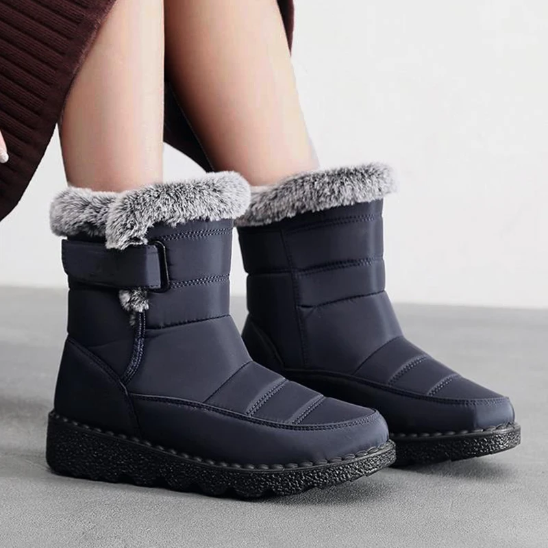 Boots Woman Snow Solid Women Shoes Platform Ladies Shoes 2025 Trend Mid High Boots Platform Botas Mujer Winter Ladies Boots