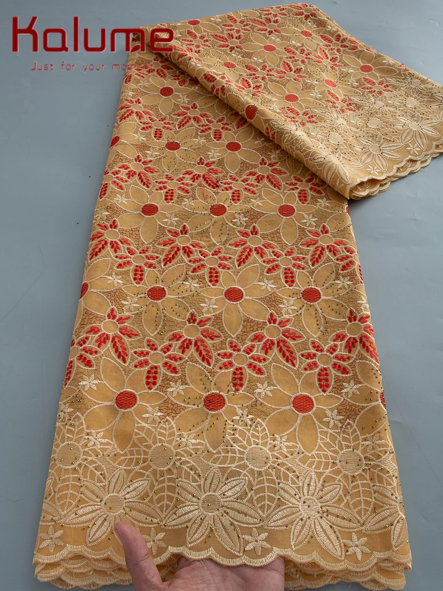 

Kalume Swiss Voile Lace In Switzerland With Stones African Nigerian Dry Lace Fabrics 2026 High Quality Cotton Lace Fabric Sew