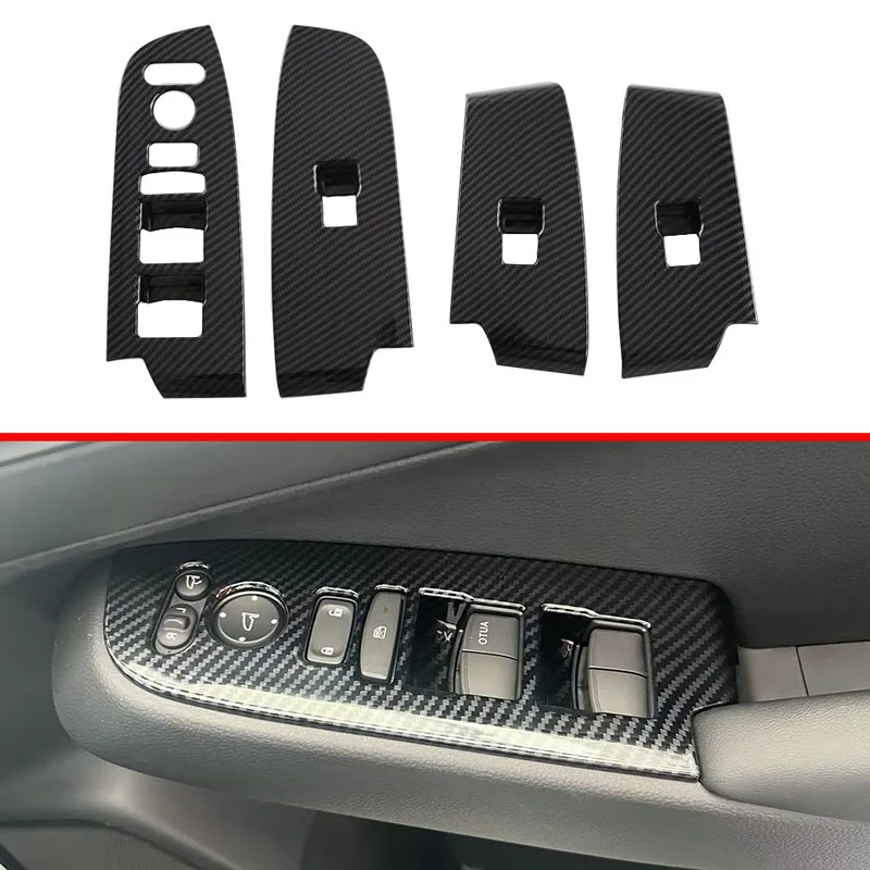 For Honda XRV XR-V Vezel 2022-2025 Carbon Fiber Car Window Glass Lift Switch Cover Trim Button Decoration Cover Accessories