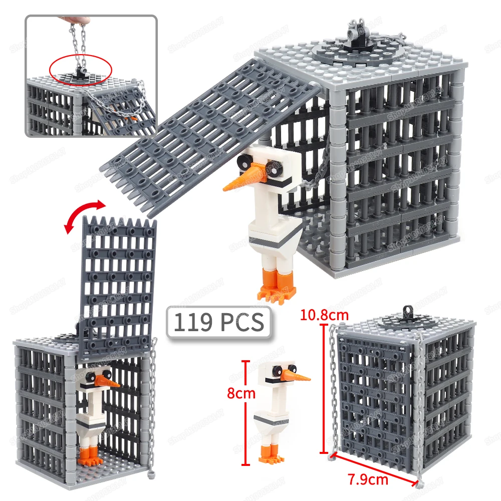 Strange bird Mutation Capture Chain Cage Building Block MOC figures Deformed zoo Imprisonment Escape Model Children Gift Boy Toy