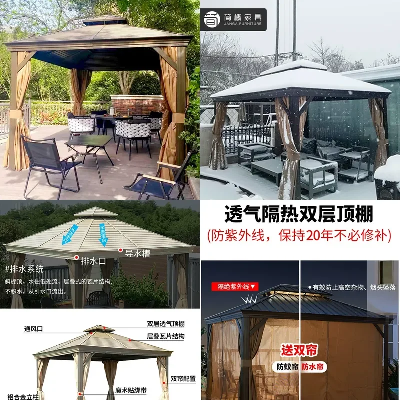 For Metal Frame Pavilion Garden Courtyard Terrace Rain Sun Protection Shed Leisure Villa Homestay Scenic Spot Outdoor Decor
